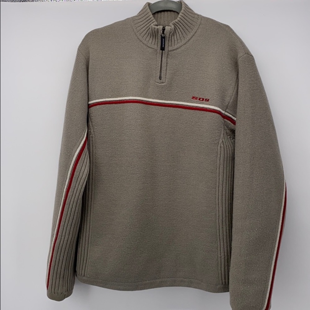 SOS Zip Front Lined Pullover Ski Sweater Size M
